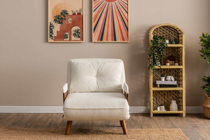 Atelier Del Sofa Cosmo Single - Teddy Fabric-White